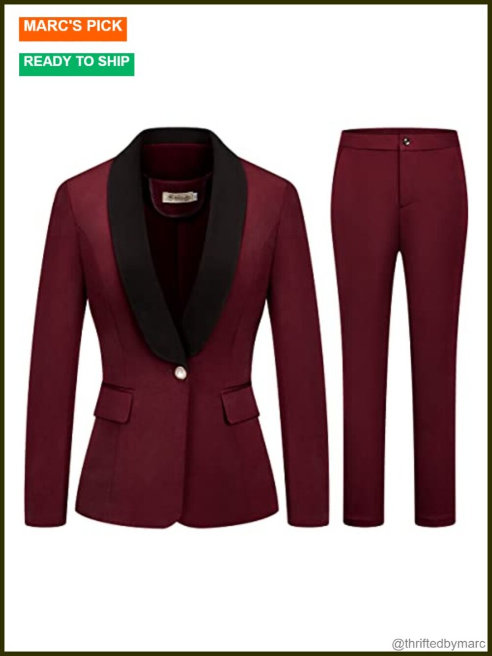 Women's 2 Piece Shawl Lapel Tuxedo Pants Business Suit
